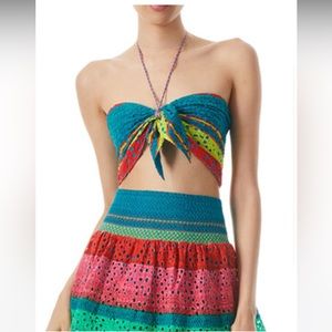 Alice + Olivia LIVIA TIE FRONT HALTER TOP, size 8